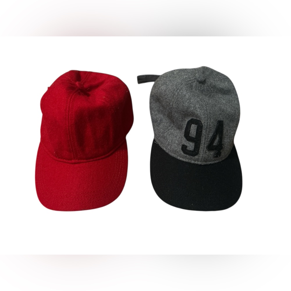 Old Navy Gray & Red Wool Blend Cap Bundle.